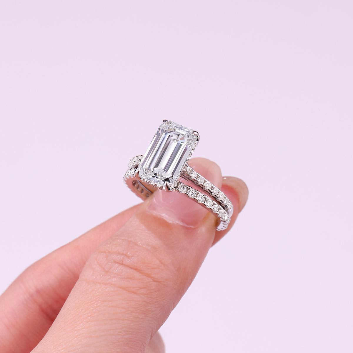 Double bague octogonale en moissanite S925 — Édition Lumière — image 3