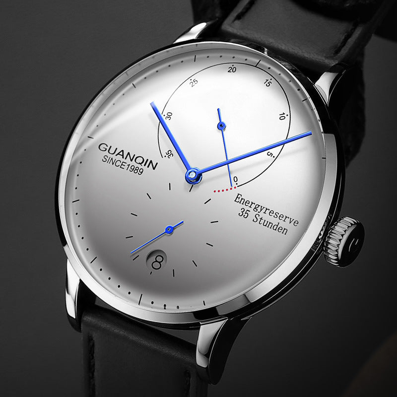 Montre automatique Série Horizon QUARFALD — cadran bleu et bracelet milanais argenté