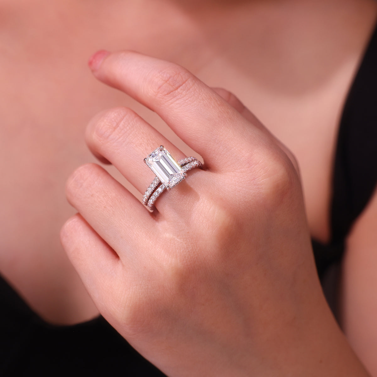 Double bague octogonale en moissanite S925 — Édition Lumière — image 6